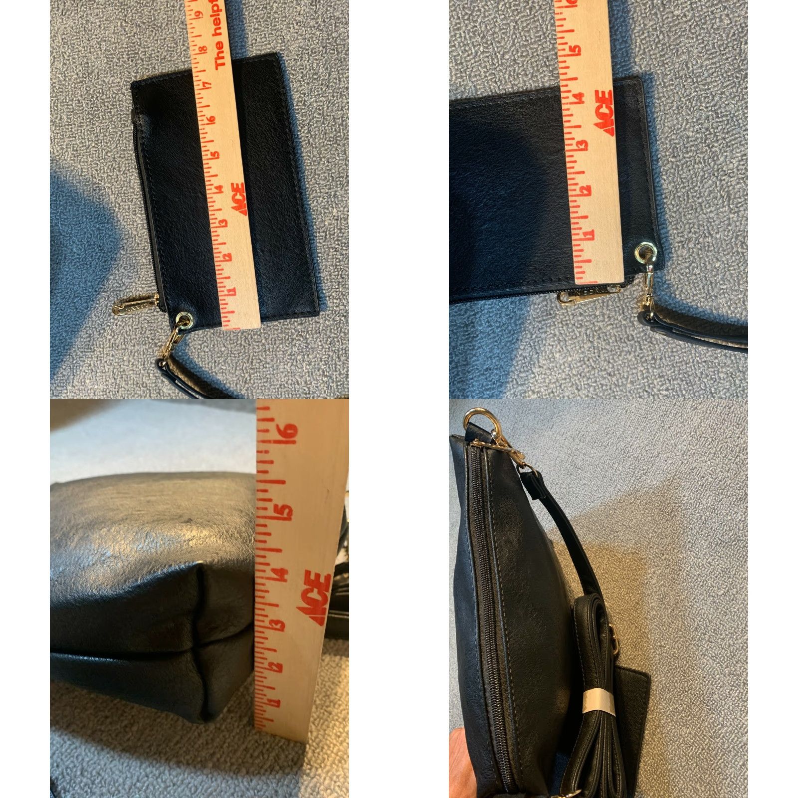 Vintage **Dasein Women's Black Vegan Leather Shoulder Bag and Coin Pouch Set** User: Dasein Women's Black Vegan Leather Shoulder Bag and Coin Pouch Set Size ONE SIZE - 8 Thumbnail
