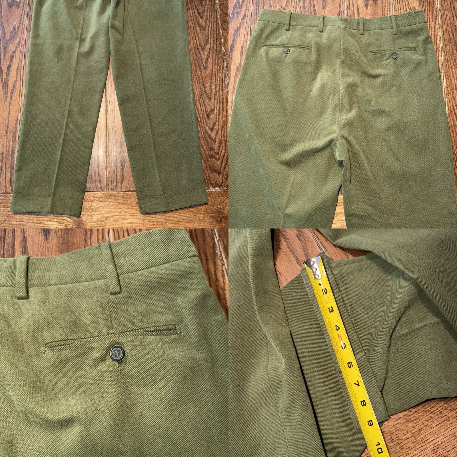 Vintage Ben Silver Charleston Steep Twill Cotton Trousers Mens 37x32 Green Italy Cuffed Size US 38 / EU 54 - 8 Thumbnail