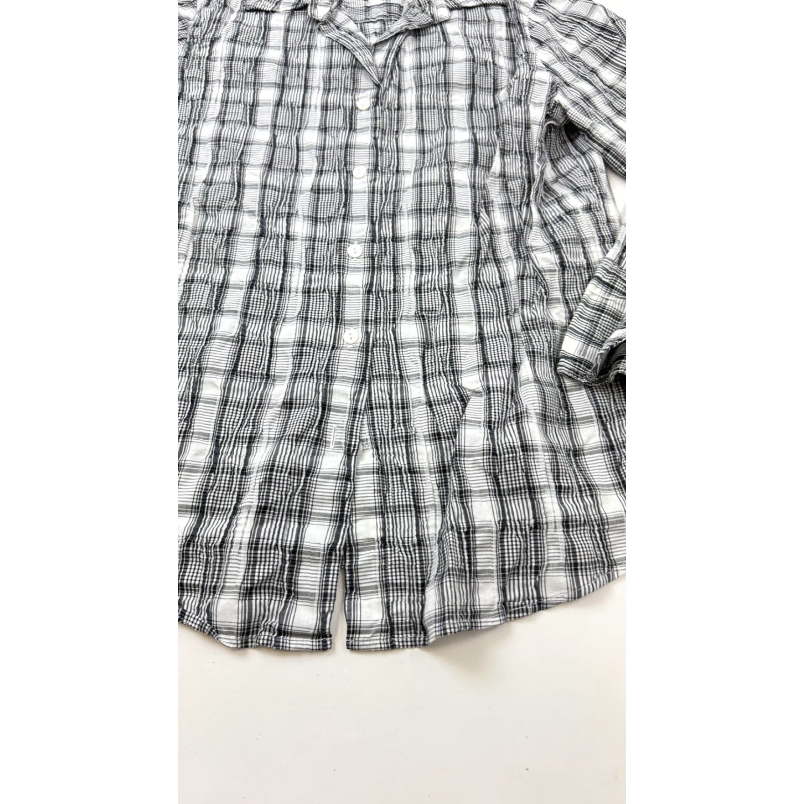 Vintage Foxcroft Shirt Womens 6 Black White Plaid Fitted Long Sleeve Button Front Size M / US 6-8 / IT 42-44 - 2 Thumbnail