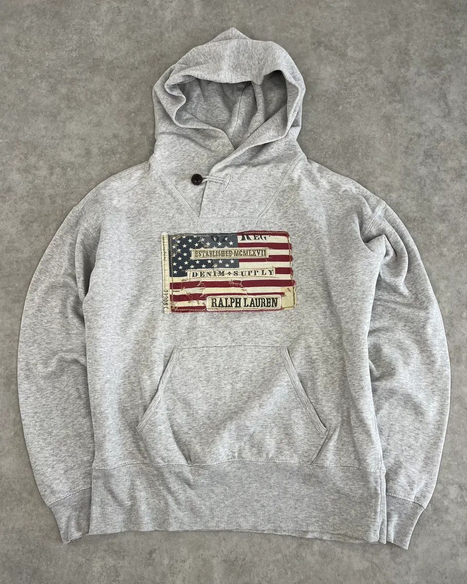 Polo Ralph Lauren 2010s Ralph Lauren Grey USA Flag Hoodie Sweater Size US S / EU 44-46 / 1 - 4 Thumbnail