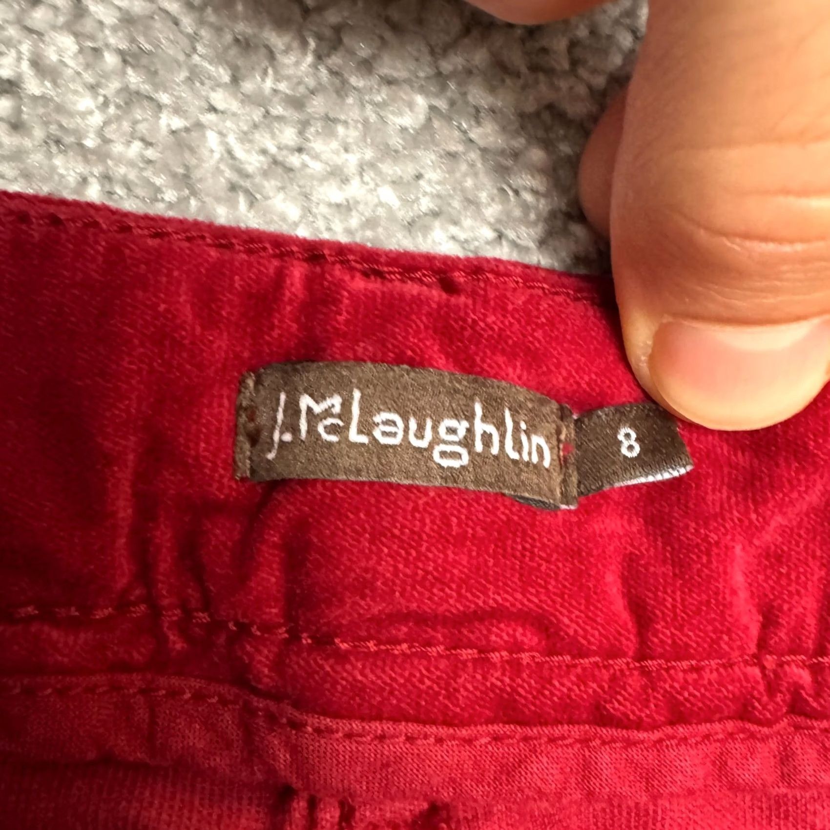J.McLaughlin J.Mclaughlin Velvet Watson Skinny Ruched Leg Pants Women 8 Red Mid Rise 5-Pocket Jeans Chino Fit Regular Women's Pants Size 30" / US 8 / IT 44 - 6 Thumbnail