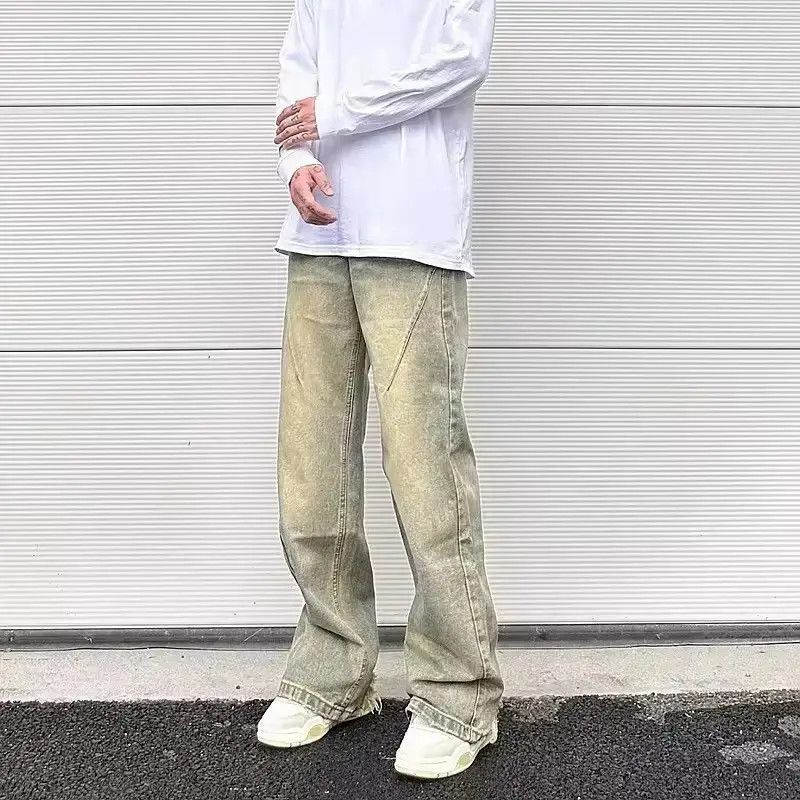 Japanese Brand Streetwear Yellow Style Distressed Straight Jeans y2k Size US 30 / EU 46 - 3 Thumbnail