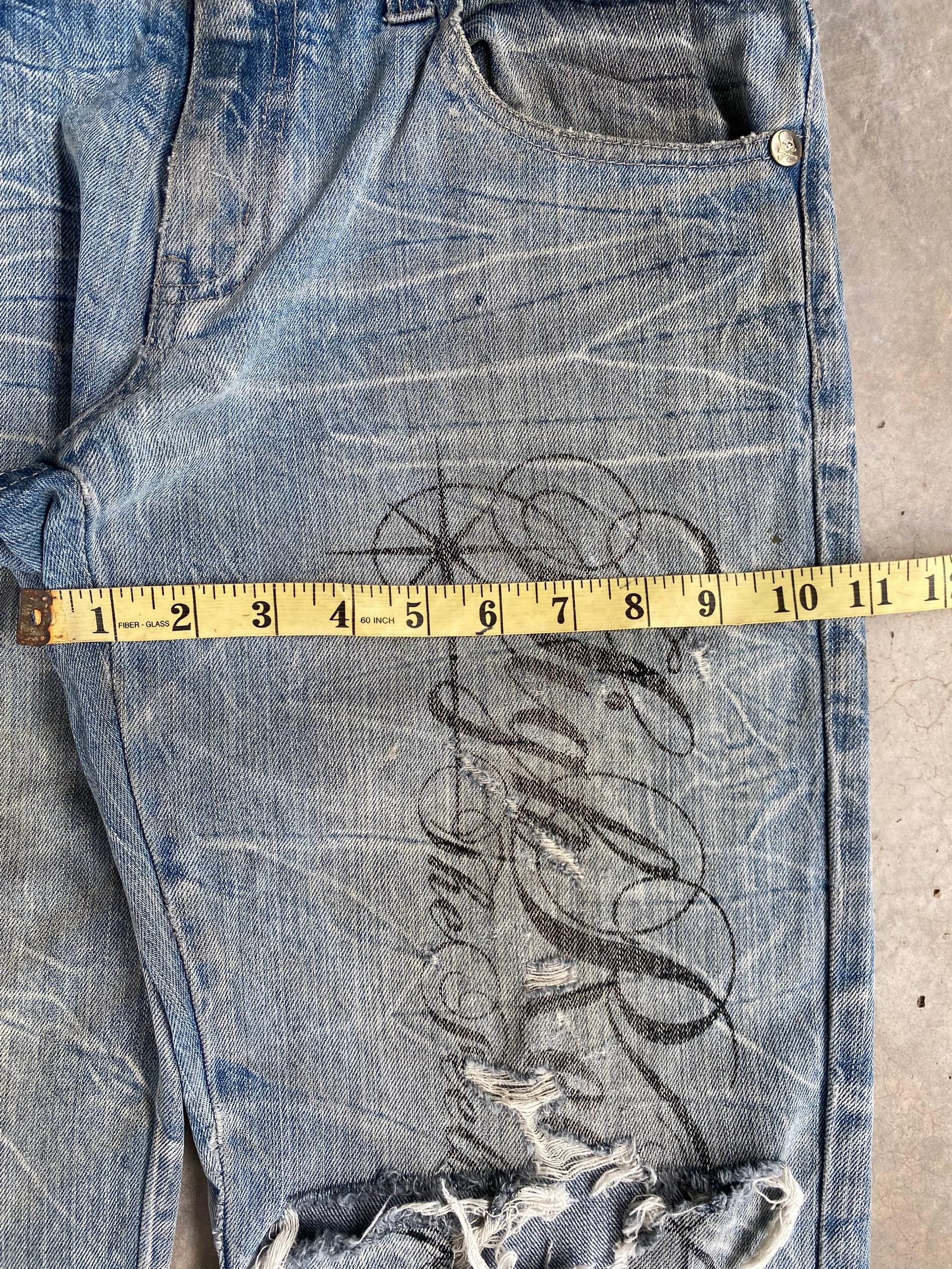 If Six Was Nine 💥BEST OFFER💥WILD LITE SKULL BONES DISTRESSED DENIM Size US 32 / EU 48 - 4 Thumbnail