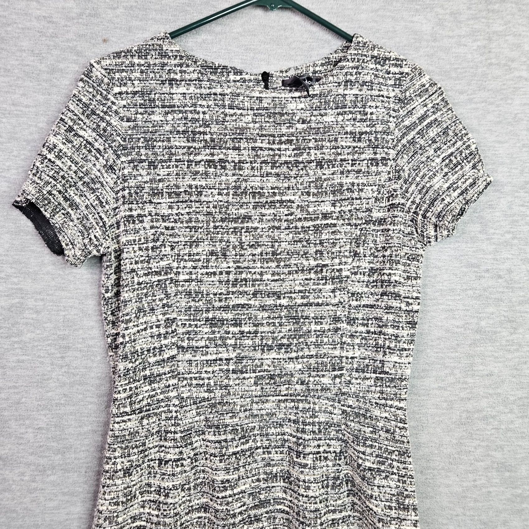AQUA AQUA Dress Short Sleeve Tweed Ruffle Hem Multicolor L New Womens Juniors Size L Casual Party/Cocktail A-Line Dress Size 36" / US 14 / IT 50 - 5 Thumbnail