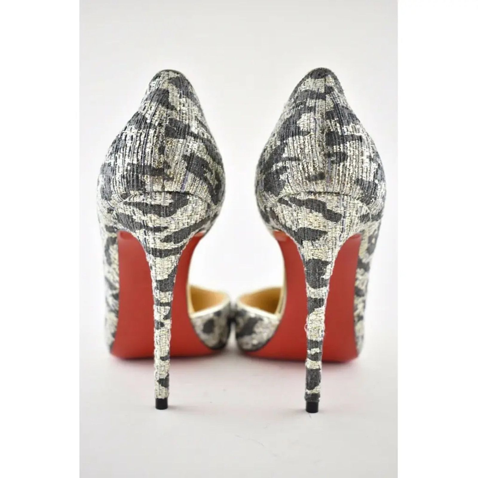 Christian Louboutin Christian Louboutin Iriza 100 Silver Black Gold Lurex Gigi Size US 6.5 / IT 36.5 - 11 Thumbnail