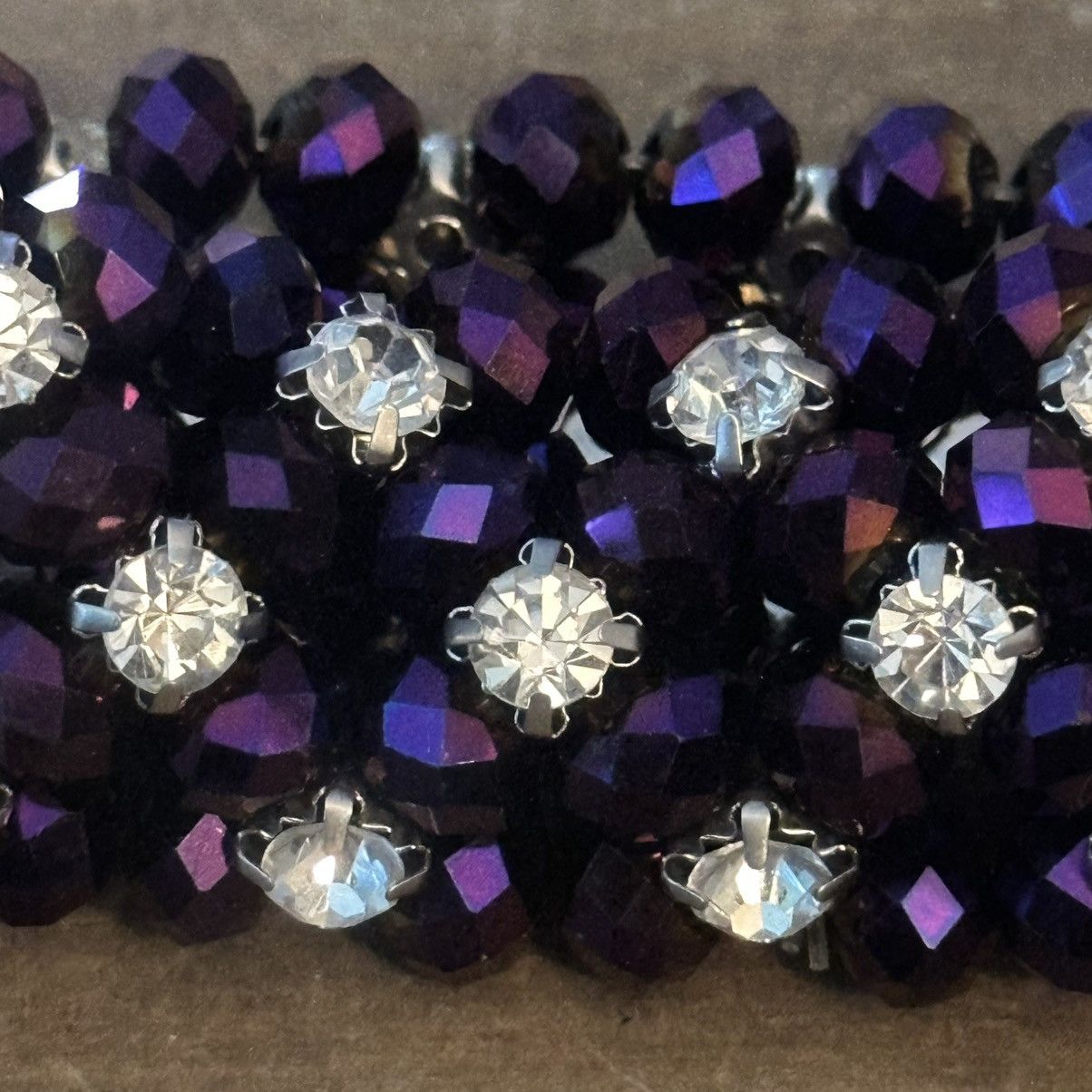 Other Deep purple faceted bead & clear rhinestone stretch bracelet Size ONE SIZE - 4 Thumbnail