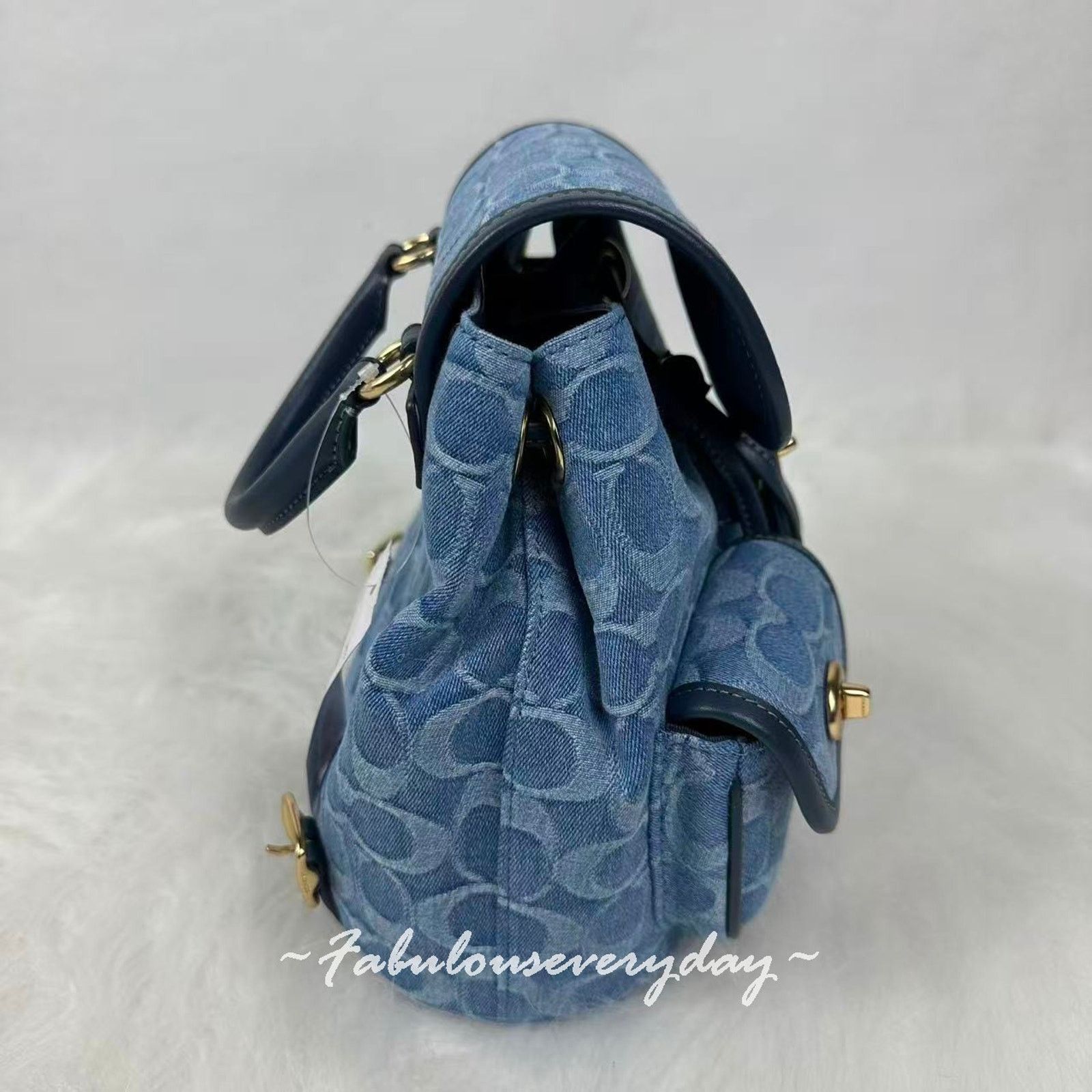Coach Coach Hadley Backpack In Signature Denim Gold/Indigo Size ONE SIZE - 5 Thumbnail