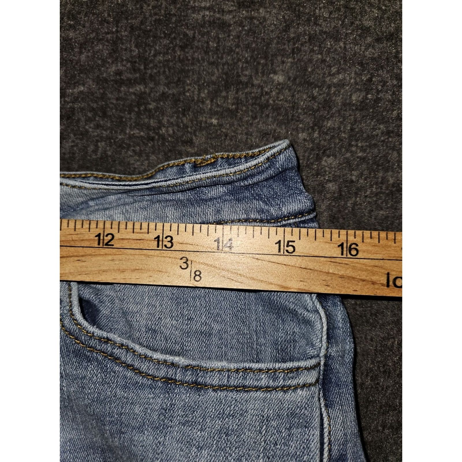 Vintage Kancan Clarie Mid Rise Boyfriend Jeans Women's 7/27 Button Fly Ankle Preppy Blue Denim Distressed Pockets Regular Womens Jeans Seven Size 28" / US 6 / IT 42 - 4 Thumbnail