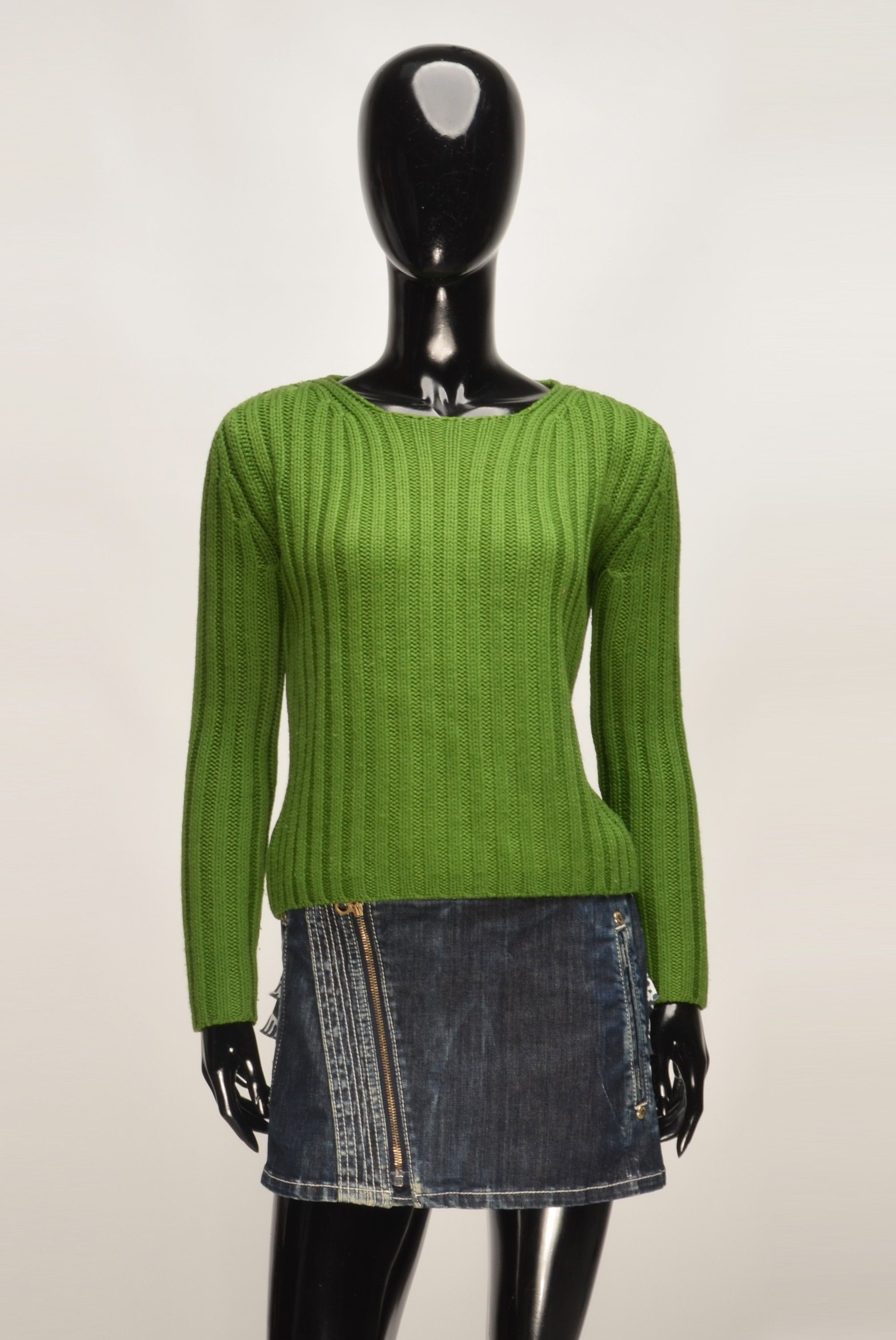 Cerruti 1881 Vintage Cerruti 1881 90's Ribbed Green Wool Blend Sweater Size S / US 4 / IT 40 - 1 Thumbnail