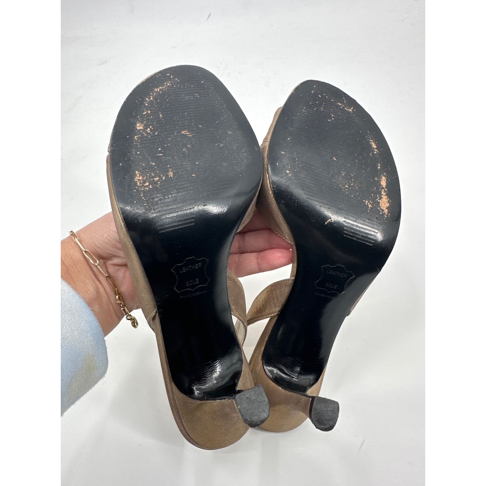 Stuart Weitzman Stuart Weitzman Slingback Metallic Gold Peep Toe Heels US 7 Size US 7 / IT 37 - 8 Thumbnail