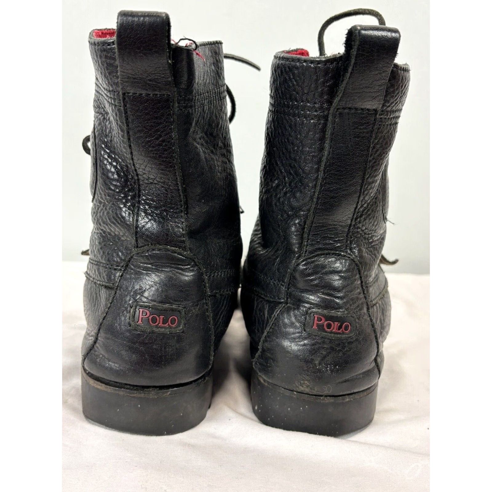 Polo Ralph Lauren VINTAGE? Men’s Polo Ralph Lauren Ranger Pebbled Leather Boots 9 Black GUC Buckle Lace Up Size US M / EU 48-50 / 2 - 4 Thumbnail