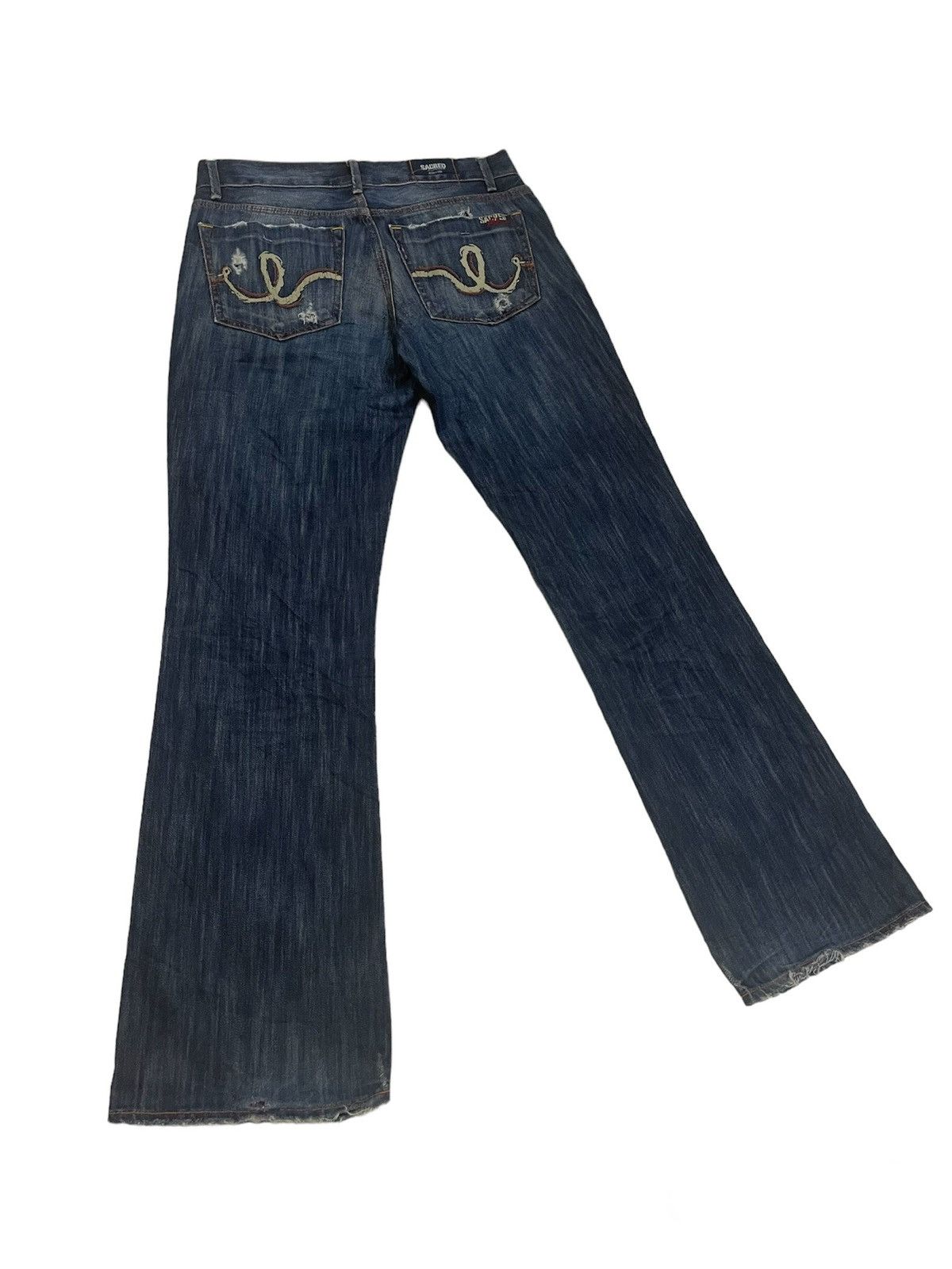 Japanese Brand 90’s FLARE DENIM BOOT CUT DISTRESSED STREETWEAR Size US 31 - 2 Thumbnail