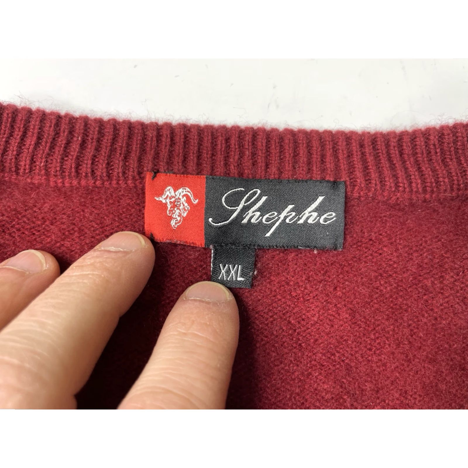 Vintage Shephe 100% Cashmere Pullover Crewneck Sweater Red Mens 2XL Size US XXL / EU 58 / 5 - 3 Thumbnail