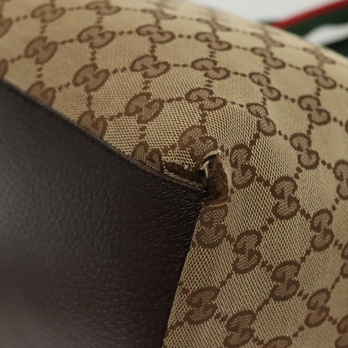 Gucci GUCCI GG Canvas Web Sherry Line Tote Bag Beige Green Red Size ONE SIZE - 11 Thumbnail