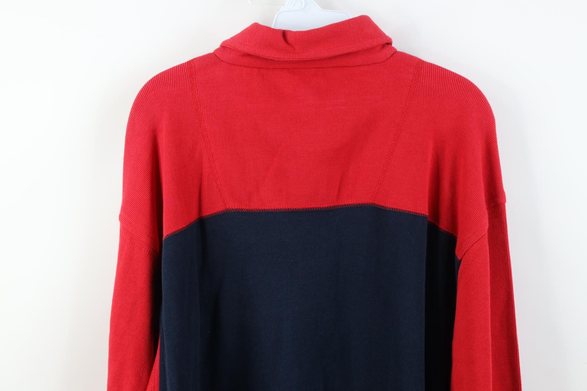Columbia Vintage 90s Columbia Ribbed Knit Rugby Polo Shirt Blue Size US L / EU 52-54 / 3 - 12 Thumbnail
