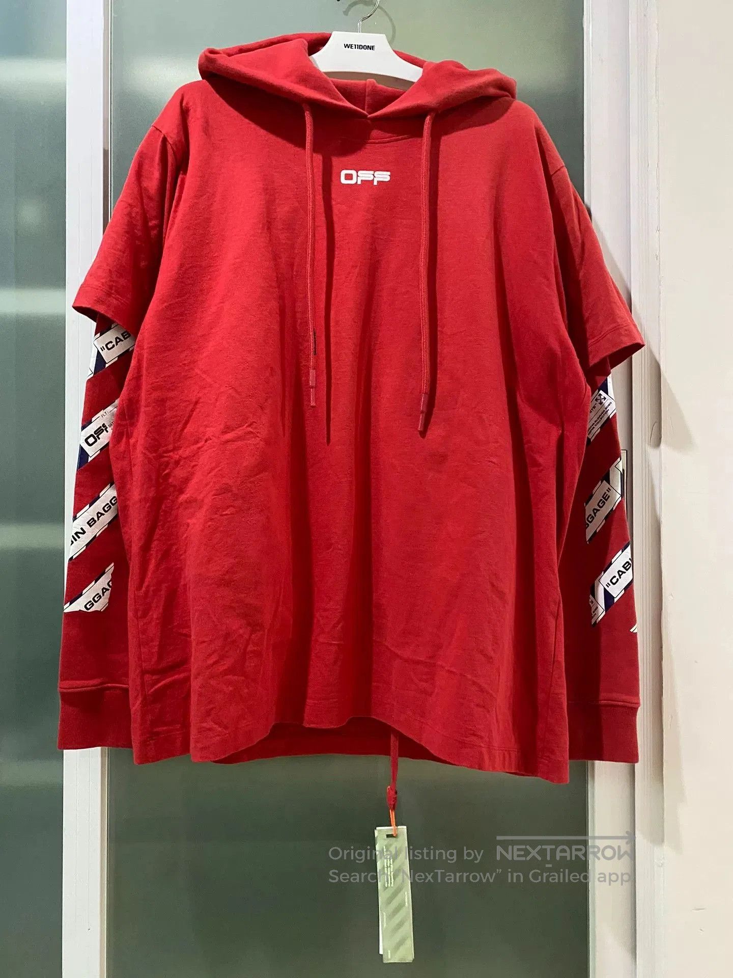 Off-White red oversized graphic hoodie with tags. Size US S / EU 44-46 / 1 - 1 Thumbnail
