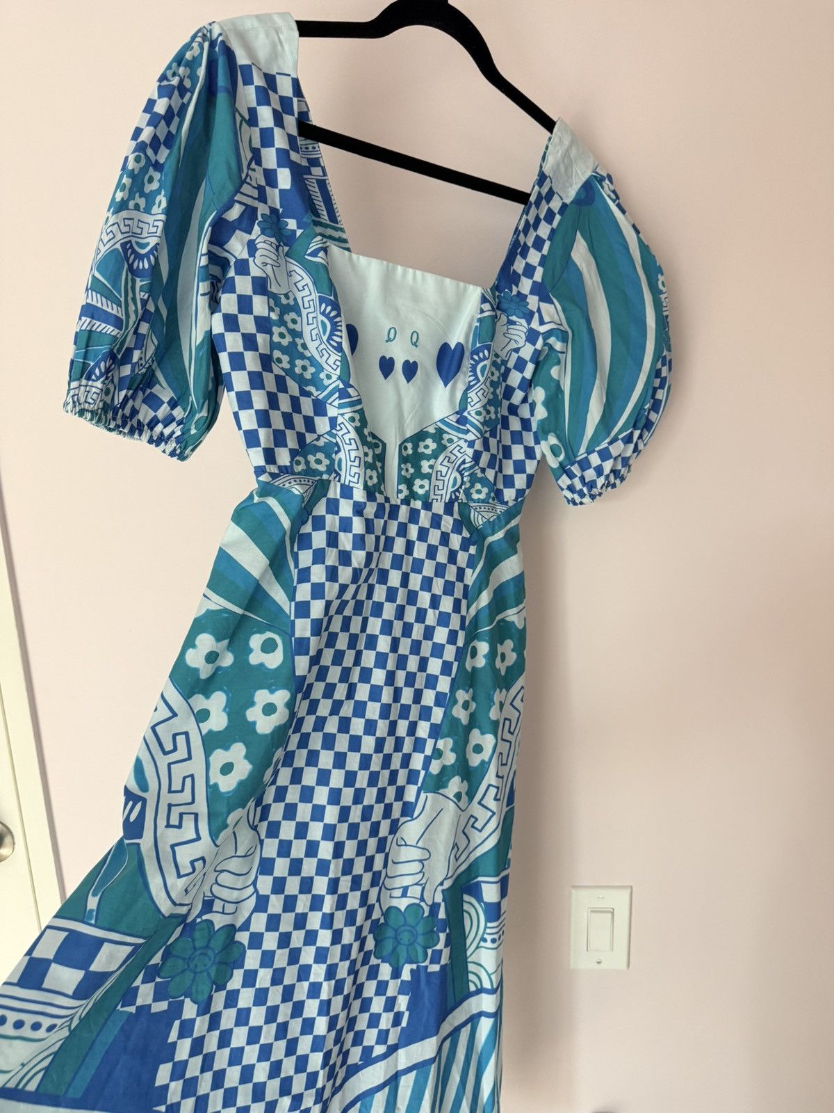 Other Celina Moon Blue Checkered Cards Midi Dress Queen Hearts M Size M / US 6-8 / IT 42-44 - 3 Thumbnail