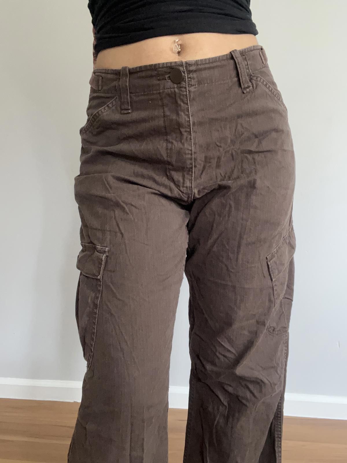 Gap Women’s brown cotton cargo pants wide legged Size 32" / US 10 / IT 46 - 6 Thumbnail