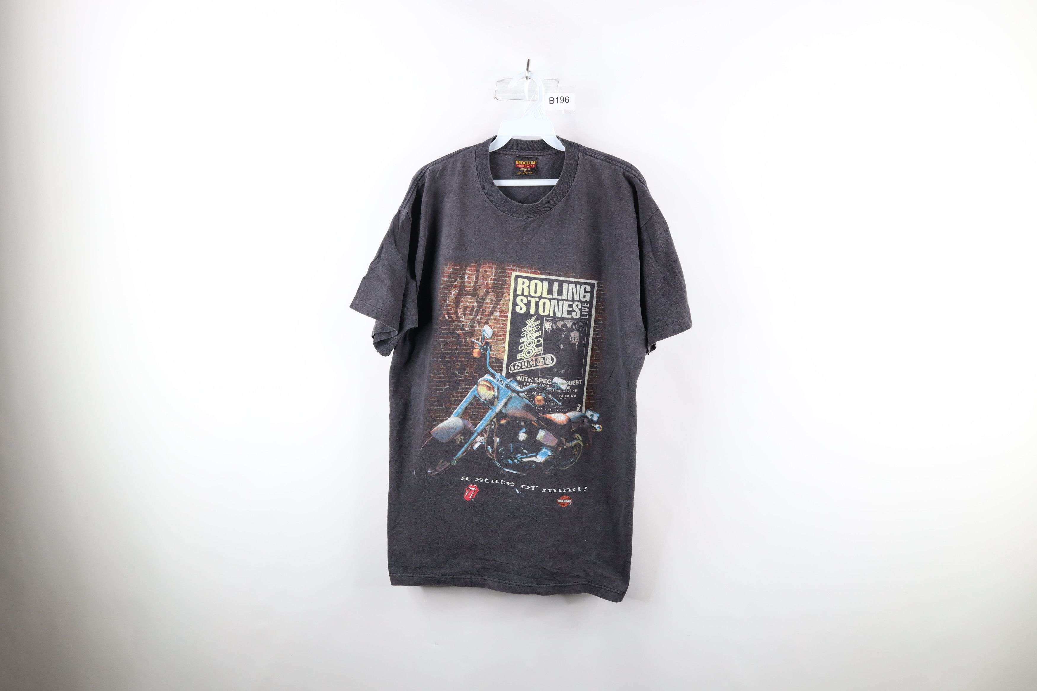 image of Vintage 90's Stones Voodoo Lounge Harley Davidson T-Shirt Usa in Grey, Men's (Size XL)
