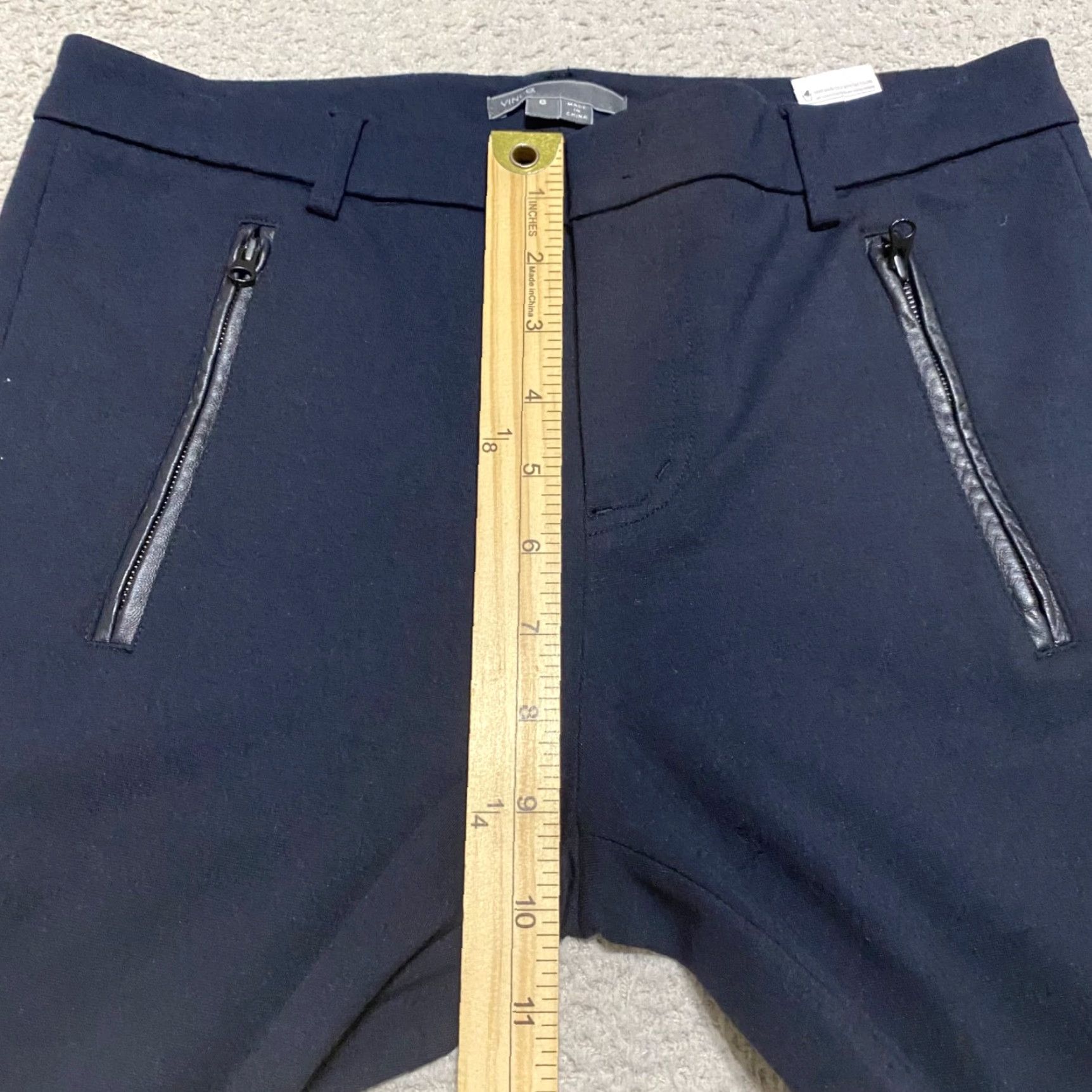 Vince Vince Pants Women's 6 Navy Blue Skinny Zip Pockets Faux Leather Trim Dress Pants Size 28" / US 6 / IT 42 - 6 Thumbnail
