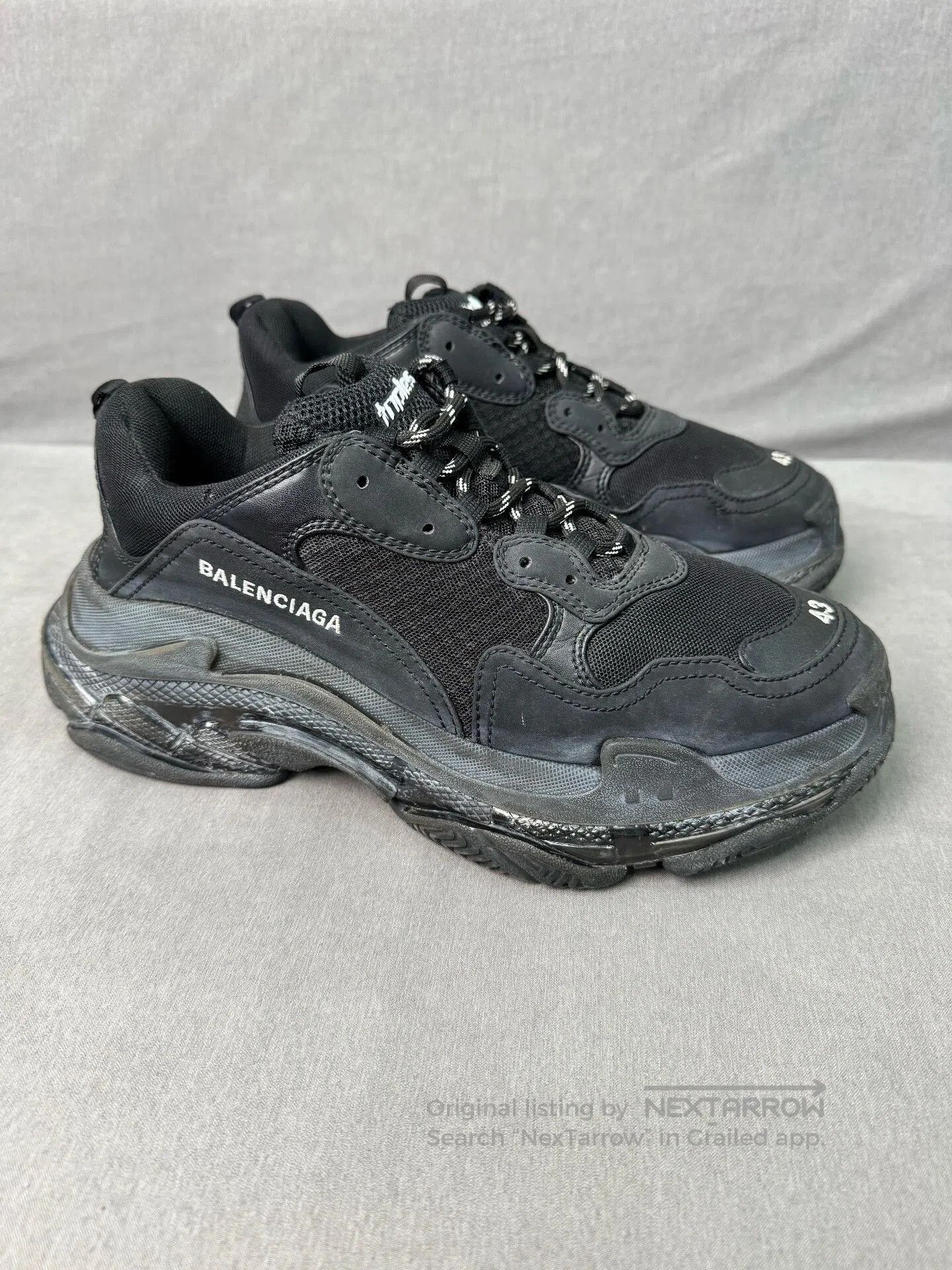 Balenciaga balenciaga triple s distressed black sneakers. Size US 10 / EU 43 - 2 Thumbnail