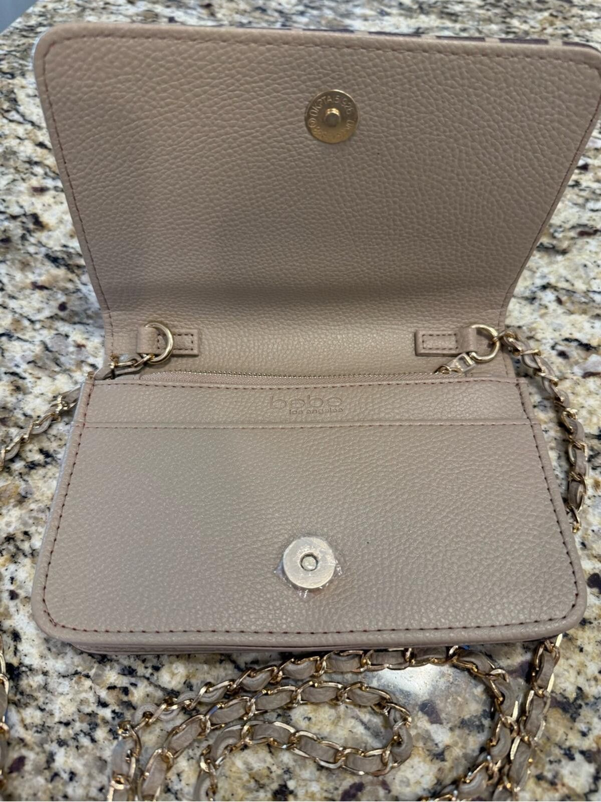 United Colors Of Benetton Bebe logo mini shoulder bag in tan black zips card slots Size ONE SIZE - 6 Thumbnail