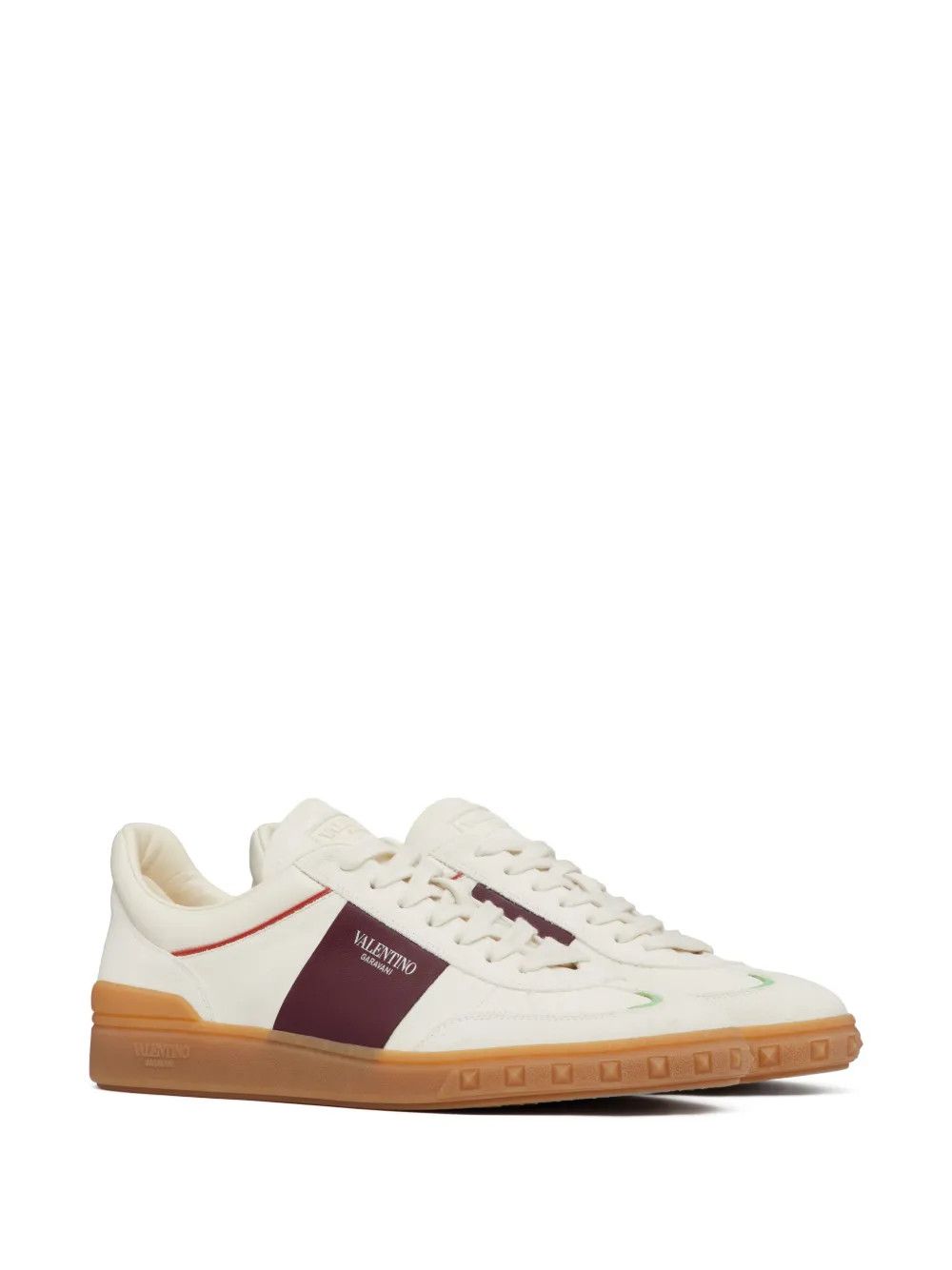 Valentino o1y0525 Logo Leather Low-Top Sneakers in White/Brown Size US 8.5 / EU 41-42 - 2 Thumbnail