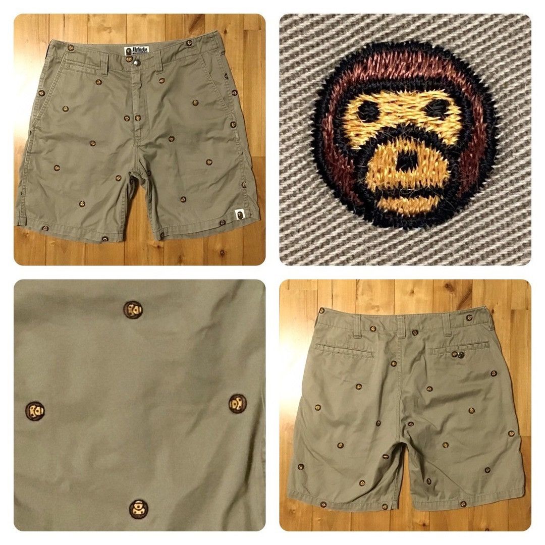 Bape BAPE Milo Face Embroidered Shorts a bathing ape NIGO ★size S Size US 30 / EU 46 - 1 Thumbnail