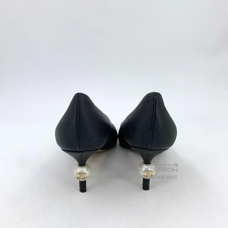 Chanel Chanel Black pointed toe thin heel pearl-decorated high he Size US 4 / IT 34 - 4 Thumbnail