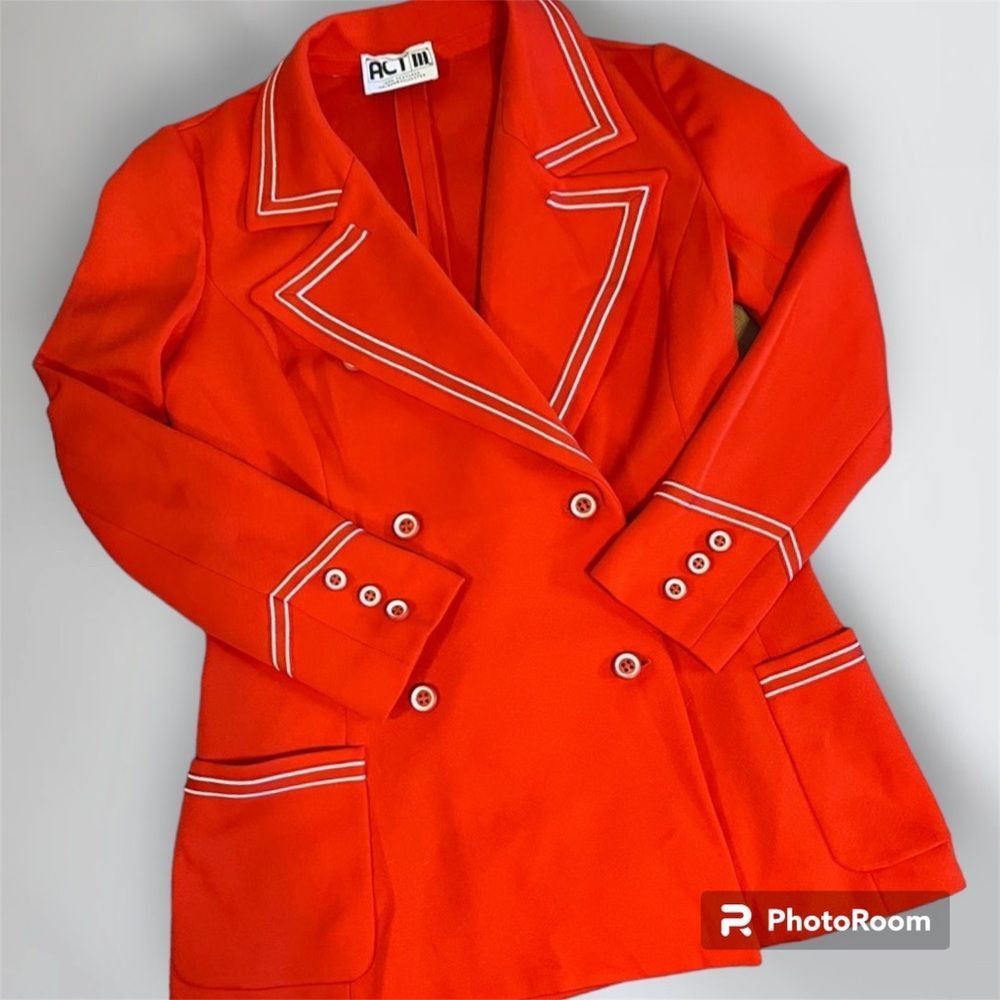 Vintage Act III red white 1970’s leisure suit coat dagger collar vin Size L / US 10 / IT 46 - 1 Thumbnail