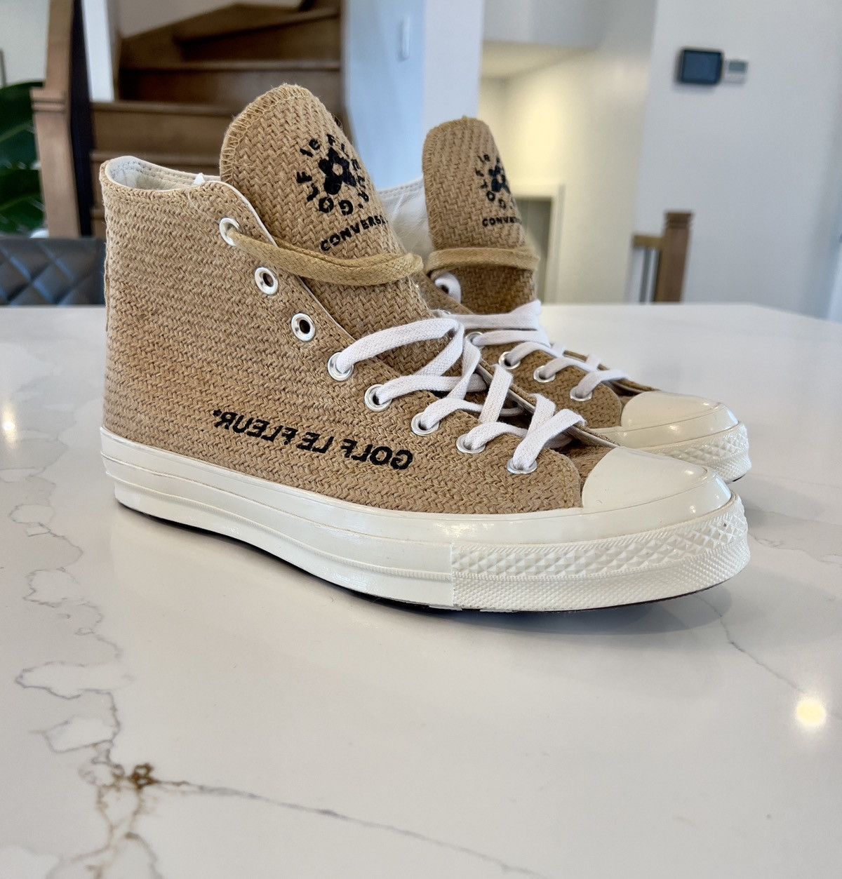 Converse Golf Wang Golf le Fleur New in Box Golf Le Fleur X Converse BURLAP Hi Top Sneaker 9 Grailed