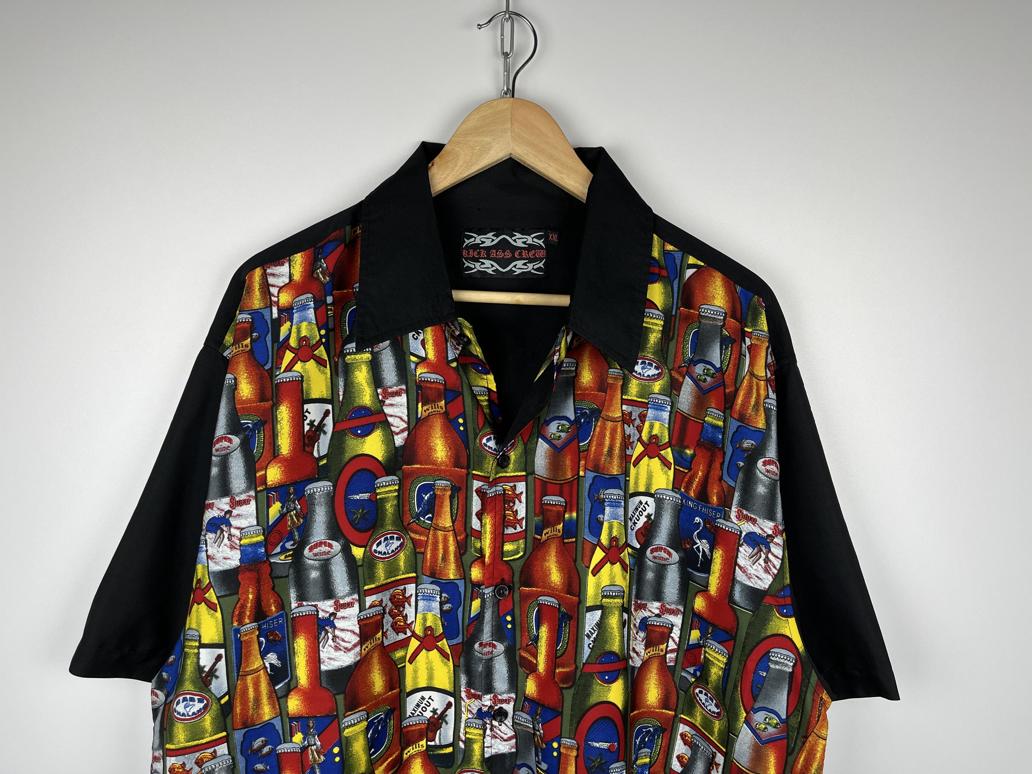 Vintage Bottle Rows Pattern Aloha Hawaiian Short Sleeve Shirt Size US XXL / EU 58 / 5 - 4 Thumbnail