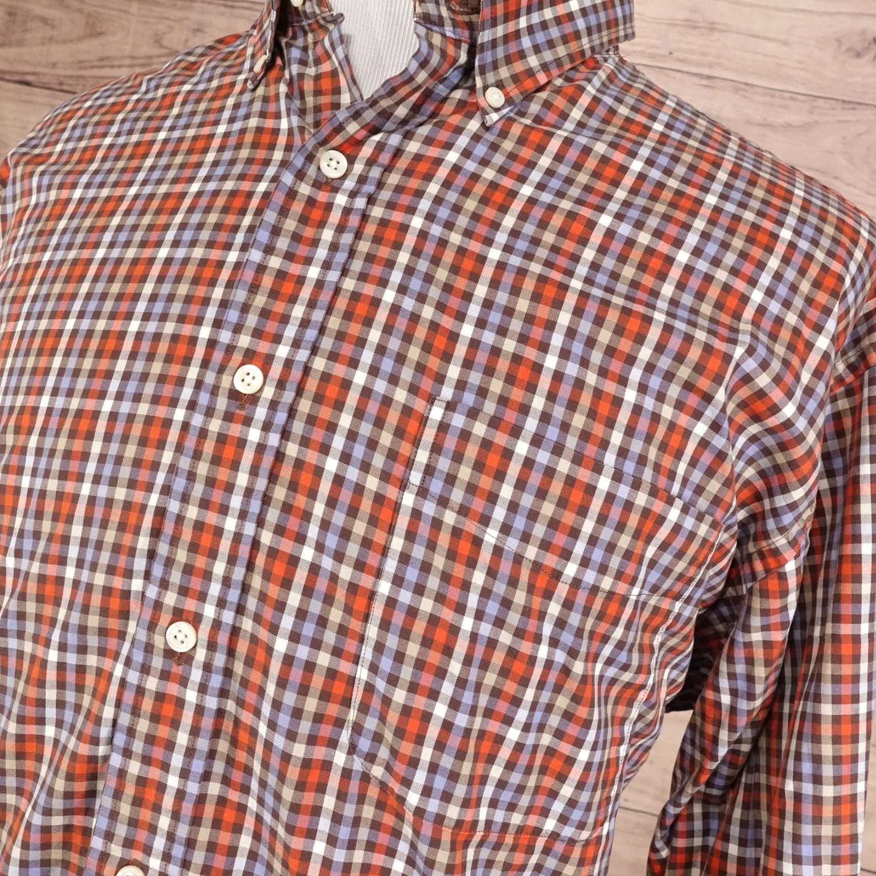 Cremieux Daniel Cremieux Shirt Mens XL Orange Brown Plaid Button Down Long Sleeve Size US XL / EU 56 / 4 - 2 Thumbnail