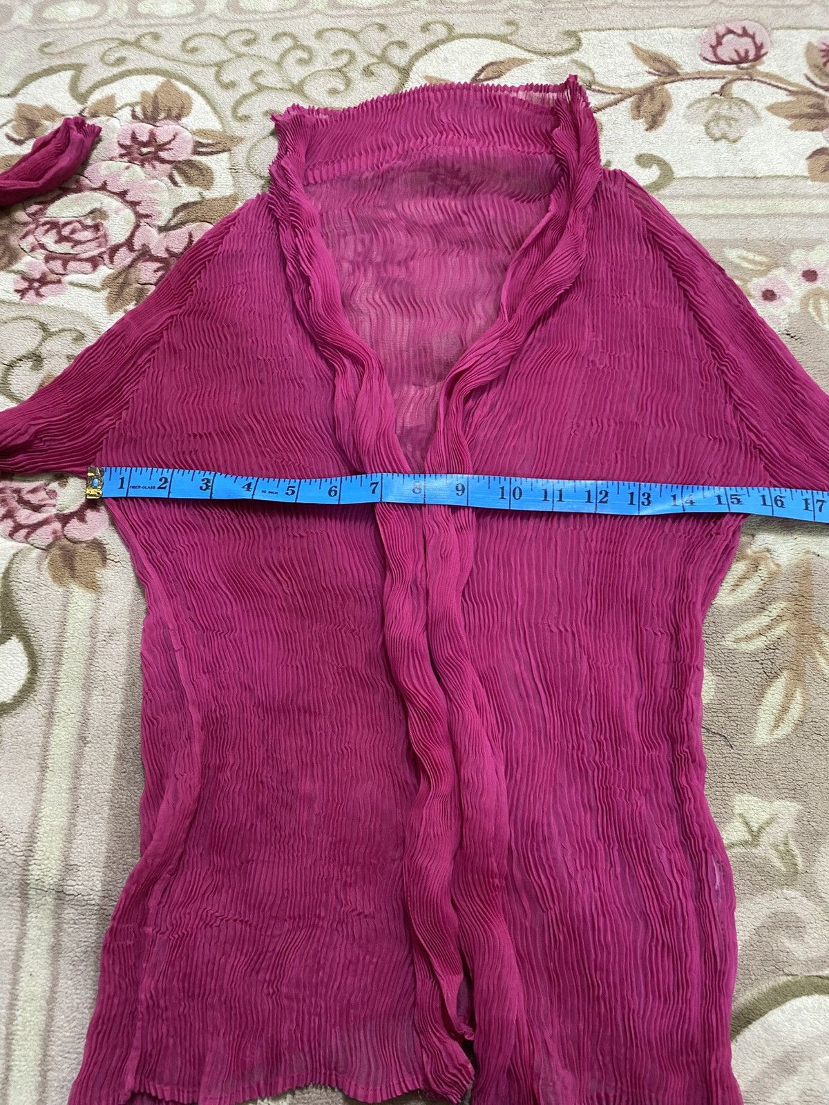 Issey Miyake “Issey Miyake Vintage Pleated Mesh Cardigan – Magenta Size S / US 4 / IT 40 - 8 Thumbnail