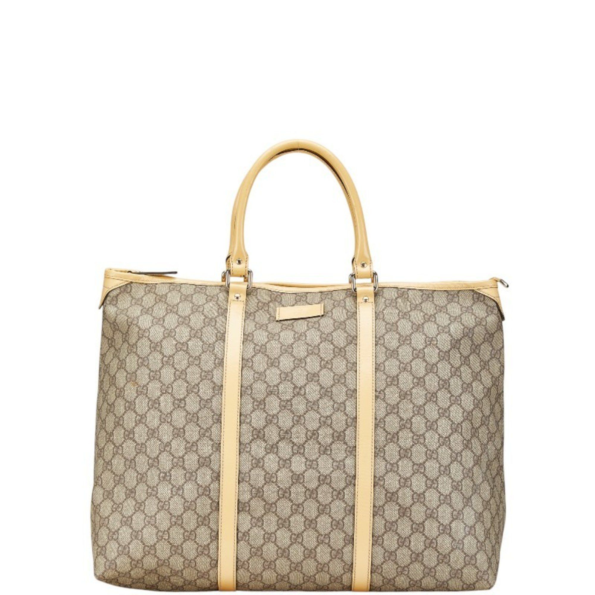 Gucci GG Supreme Tote Bag Handbag 201482 Beige Yellow Pvc Leather Women's Gucci