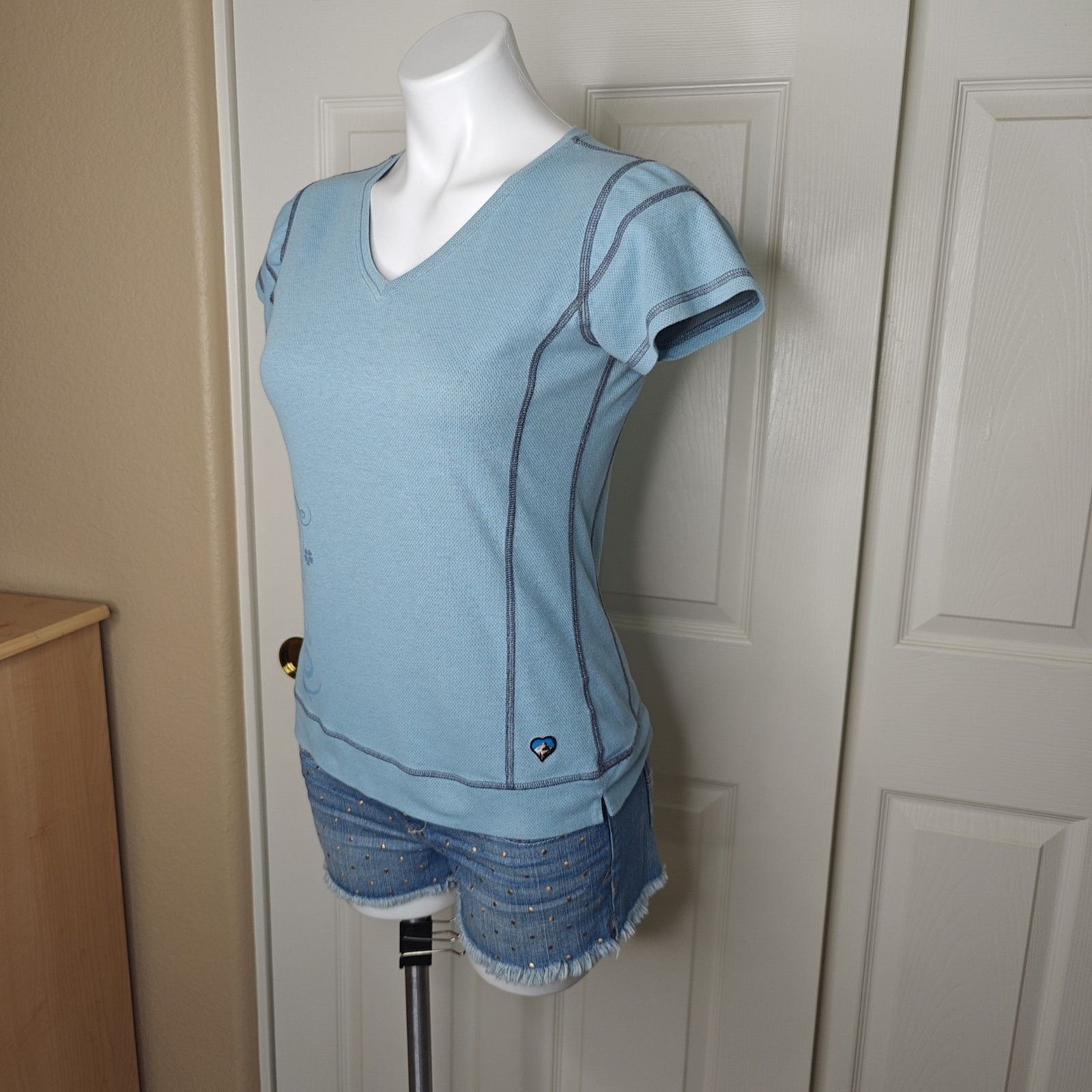 Kuhl Kuhl blue textured V-neck short sleeve tee sz S Size S / US 4 / IT 40 - 2 Thumbnail