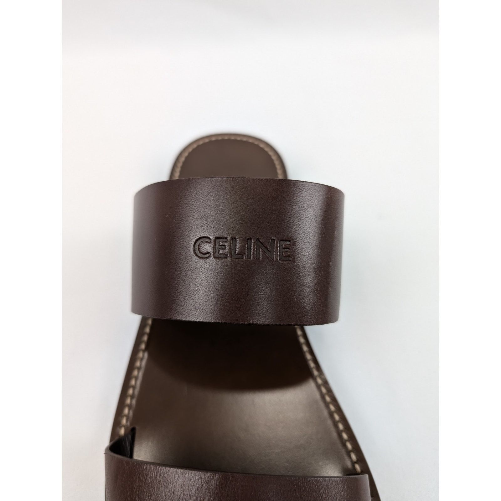 Celine o1rshd1 Calfskin-Vegetal Tanning Slides Slipper Dark Brown Size US 9 / EU 42 - 10 Thumbnail
