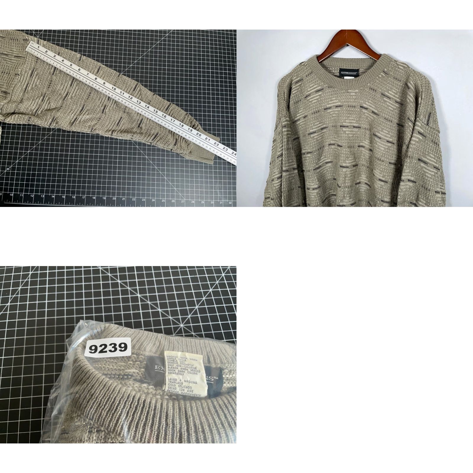 Vintage VINTAGE Expressions Geometric Pattern Sweater Adult Large Brown Chunky-Knit 90s Mens Size US L / EU 52-54 / 3 - 8 Thumbnail