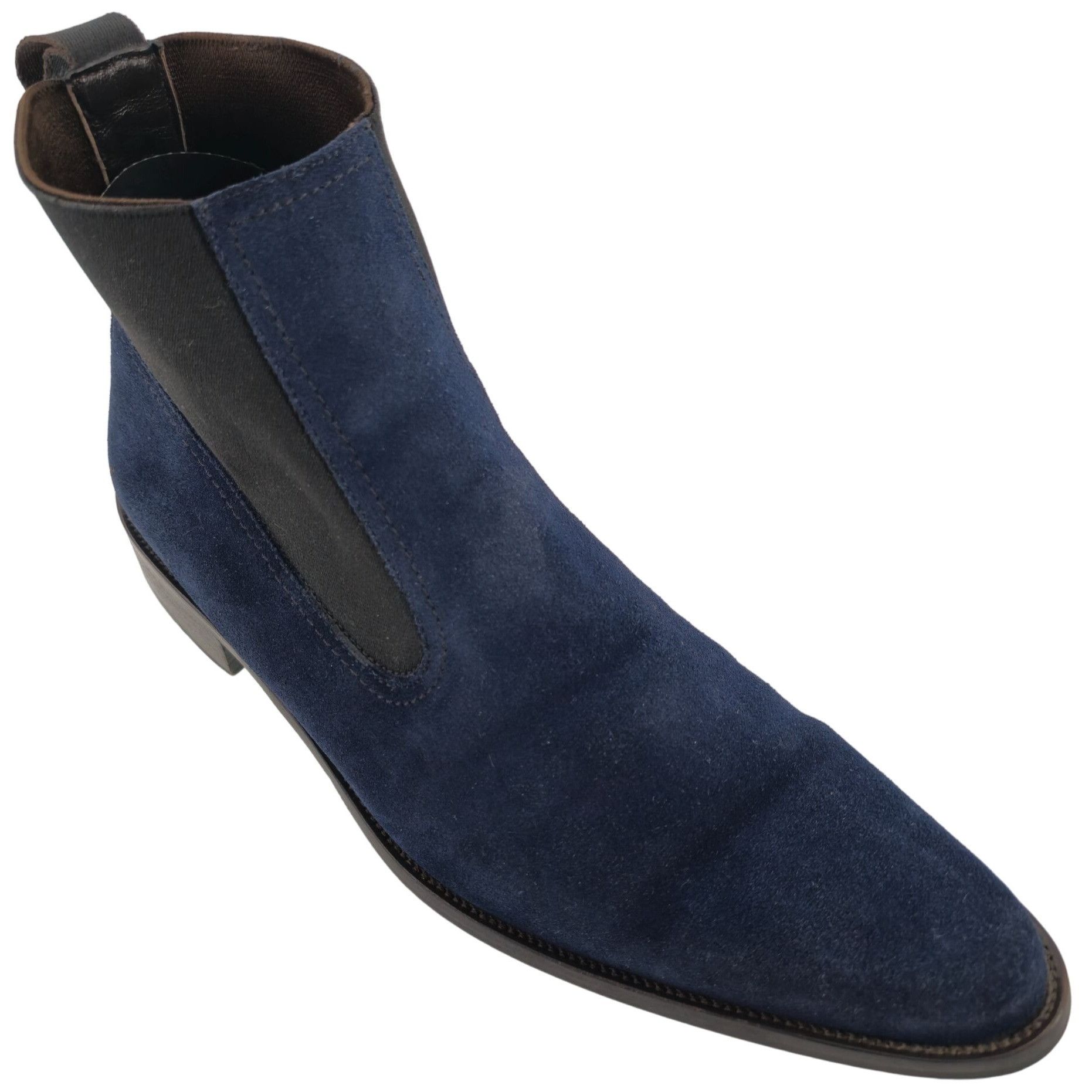 Donald J. Pliner Italy Navy Blue Suede Chelsea Ankle Boots