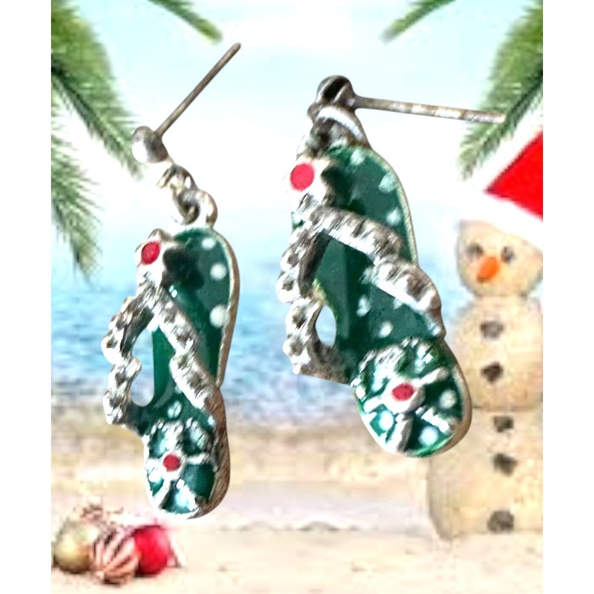 Handmade × Vintage Christmas Flip Flop Dangle Earrings Size ONE SIZE - 5 Thumbnail