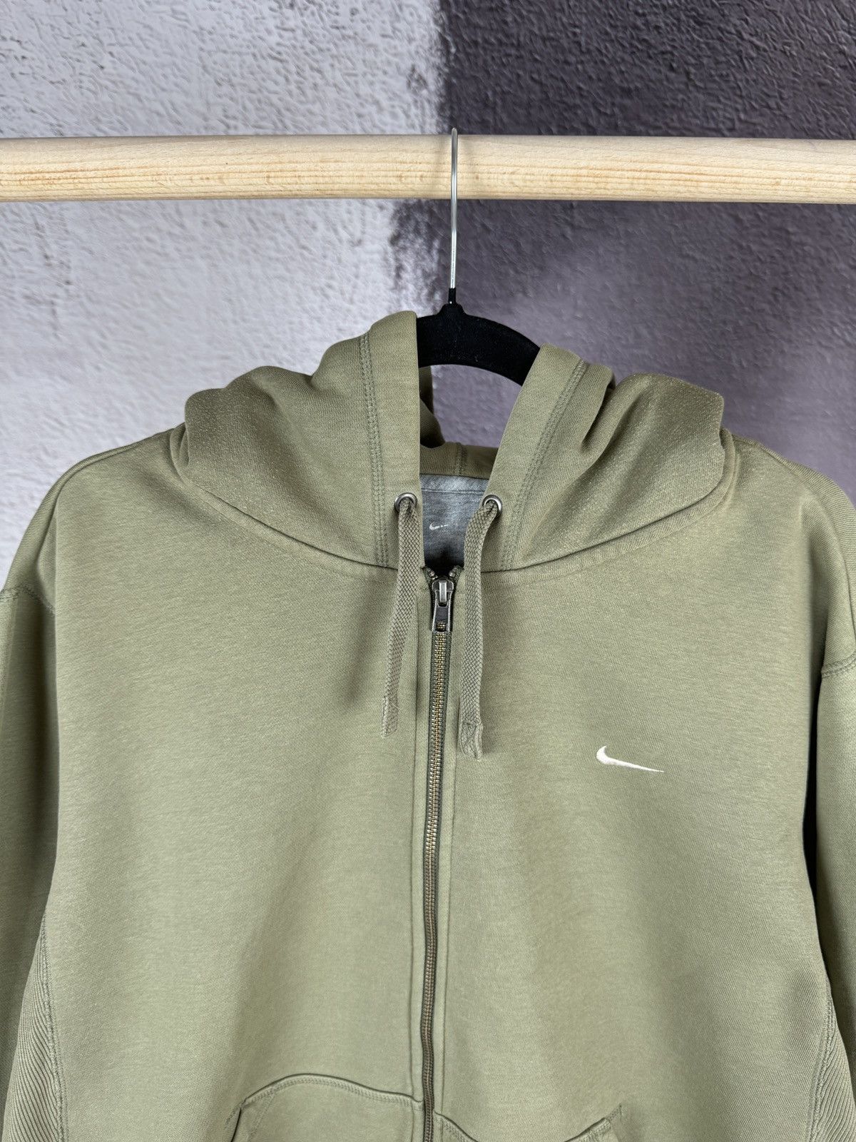 Nike × Vintage Nike vintage Y2K khaki green small logo hoodie swoosh drill Size US XL / EU 56 / 4 - 5 Thumbnail