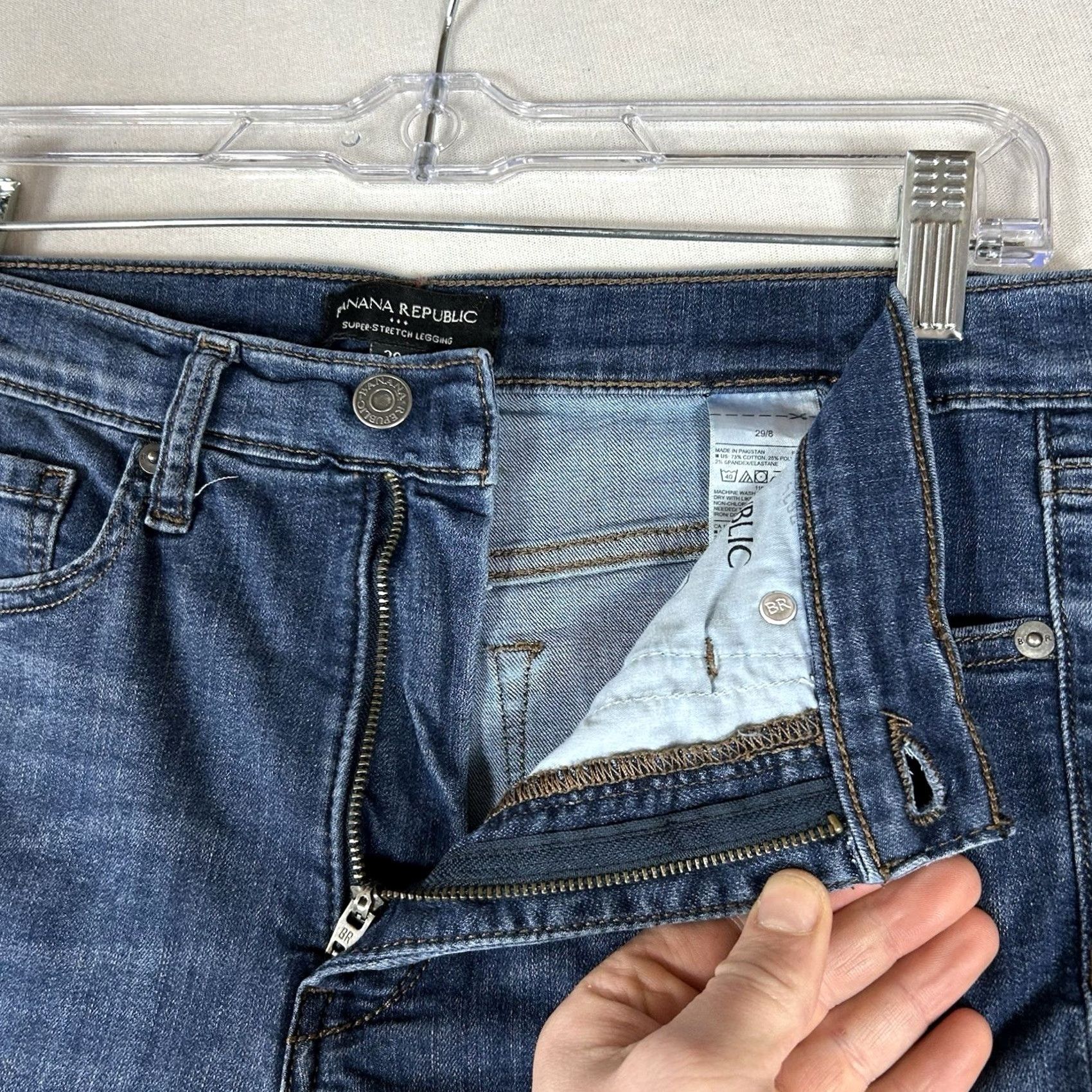 Banana Republic Banana Republic Jeans Women Slim Ankle Denim Blue 29/8 Cotton Blend Spandex Stretch Medium Wash 28in Inseam Size 29" - 4 Thumbnail