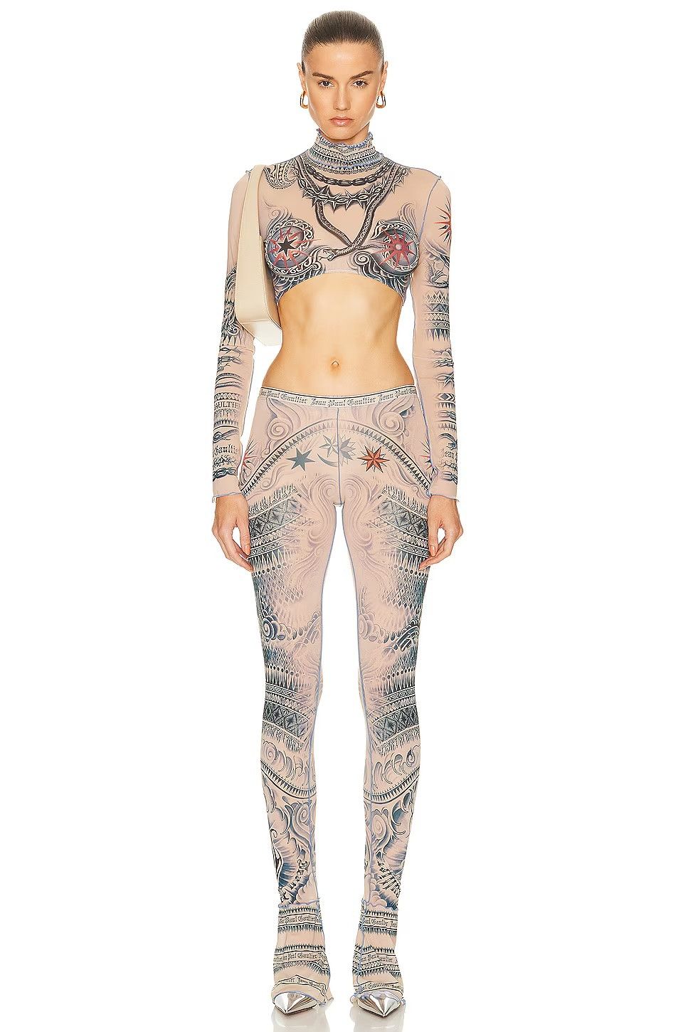 Jean Paul Gaultier Jean Paul Gaultier cropped tattoo print top Size XL / US 12-14 / IT 48-50 - 8 Thumbnail