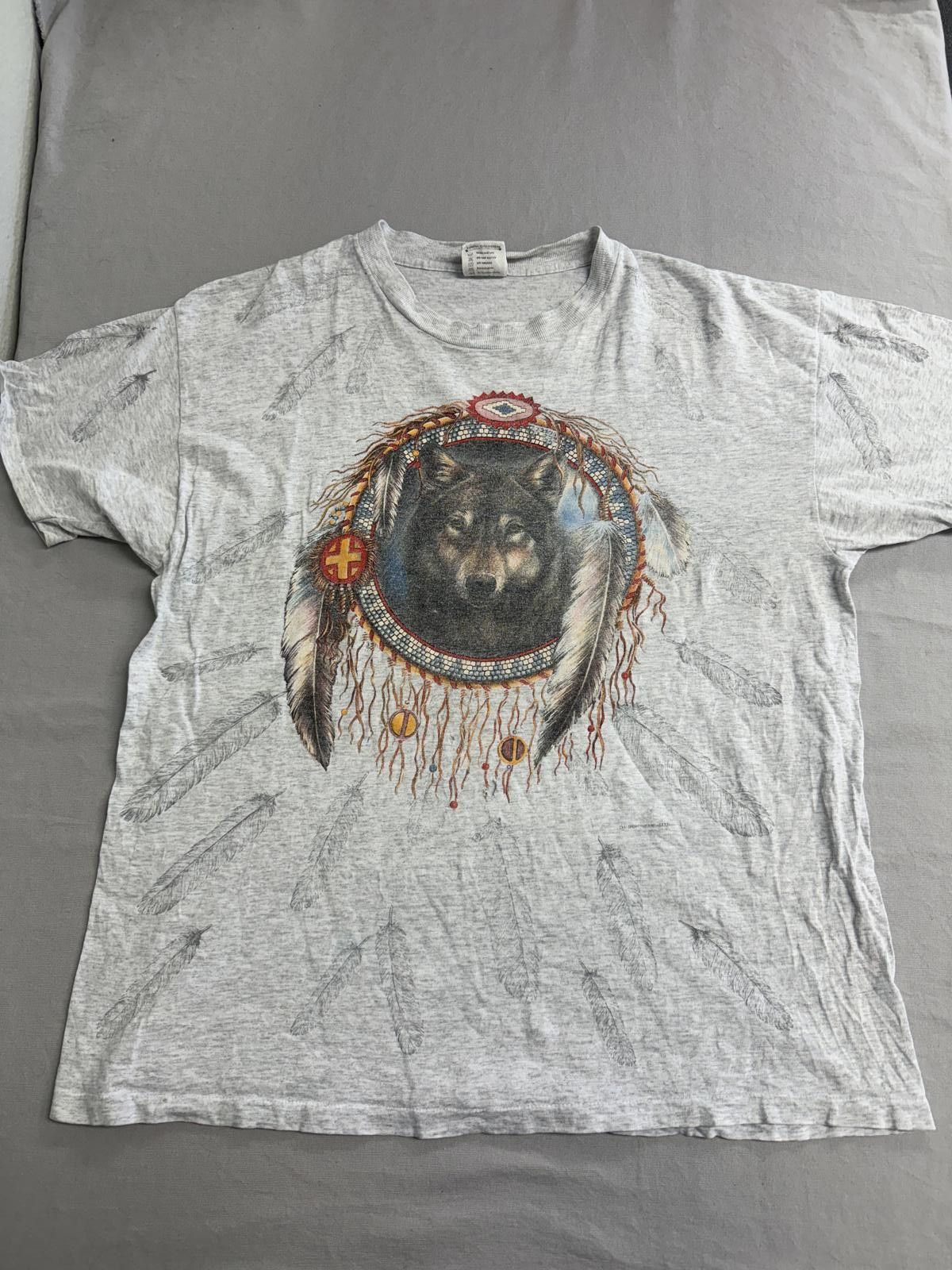 Designer Vintage Native American Wolf Spiritial Animal T-shirt AOP XL Size US XL / EU 56 / 4 - 1 Thumbnail