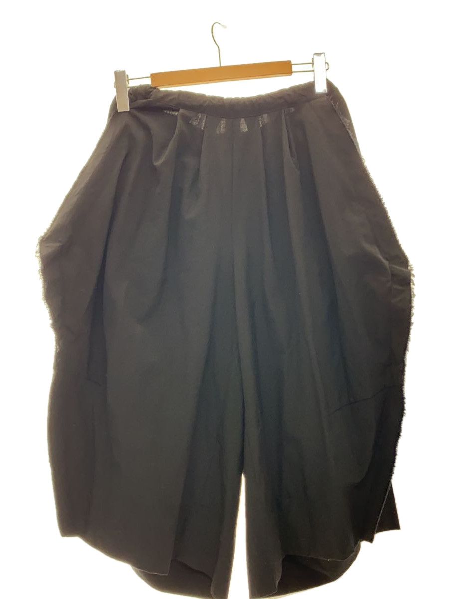 Short Wool Wide Half Pants Black