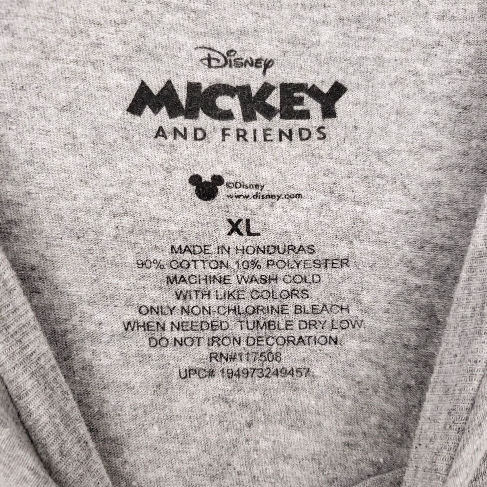Disney Disney T-Shirt XL Gray Mickey & Friends Crew Neck Short Sleeves Cotton Blend Men Size US XL / EU 56 / 4 - 3 Thumbnail