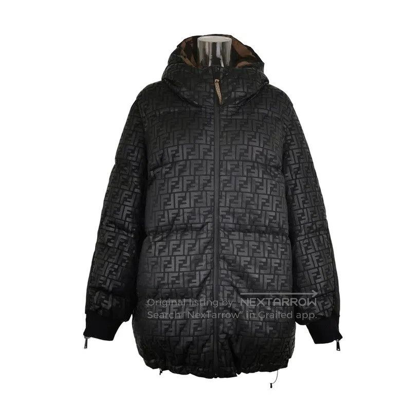 Fendi Fendi Dark Pattern Monogram Embossed Reversible Down Jacke Size S / US 4 / IT 40 - 1 Thumbnail