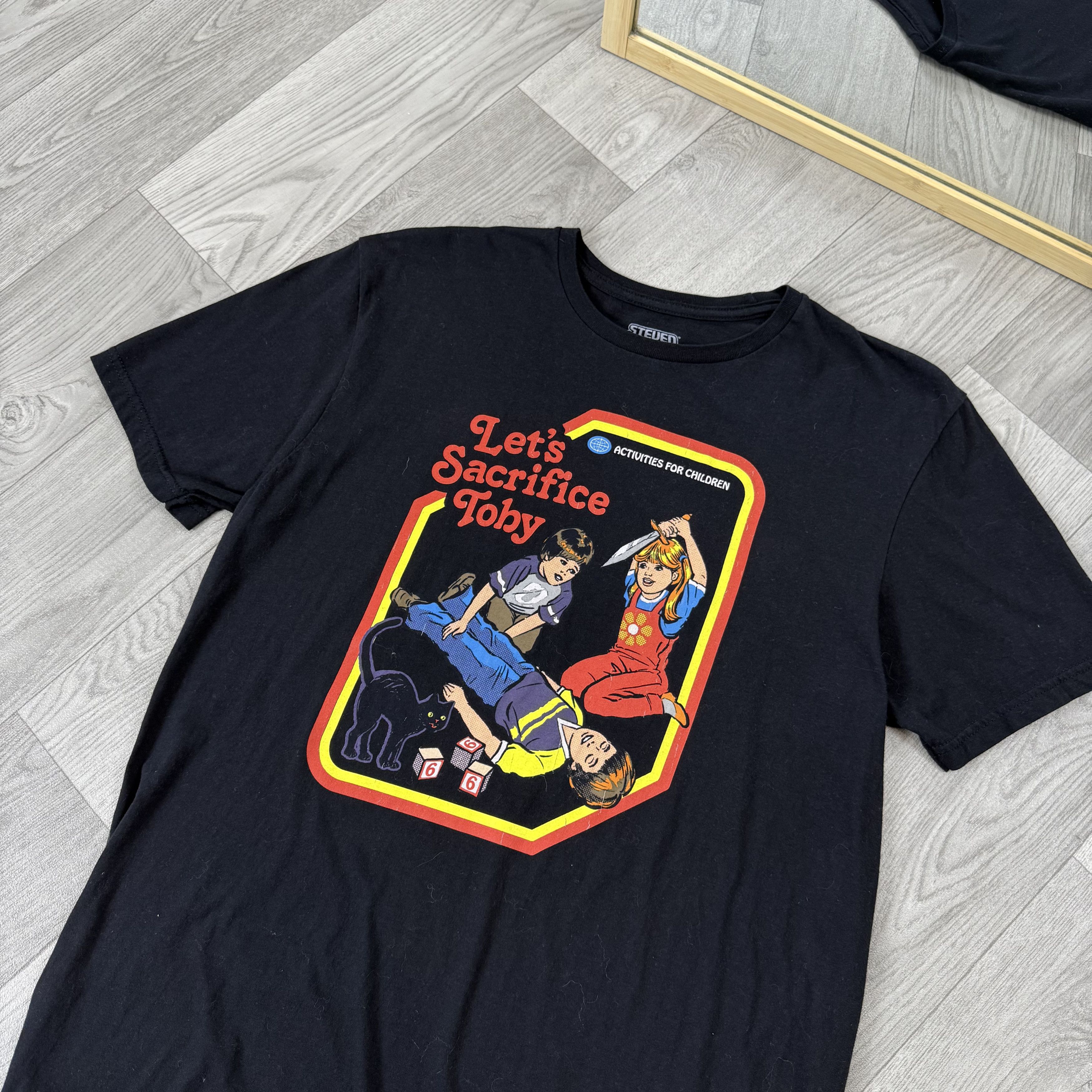 Vintage Steven Rhodes Black Graphic Tee Shirt Size US L / EU 52-54 / 3 - 4 Thumbnail