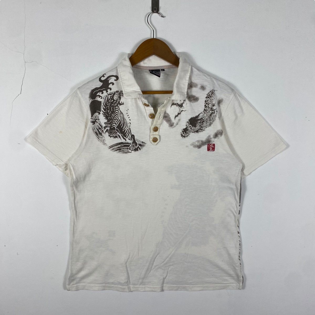 Japanese Brand × Vintage Vintage JAPANESE TRADITIONAL Mystical Creatures Polo Shirt Size US L / EU 52-54 / 3 - 3 Thumbnail