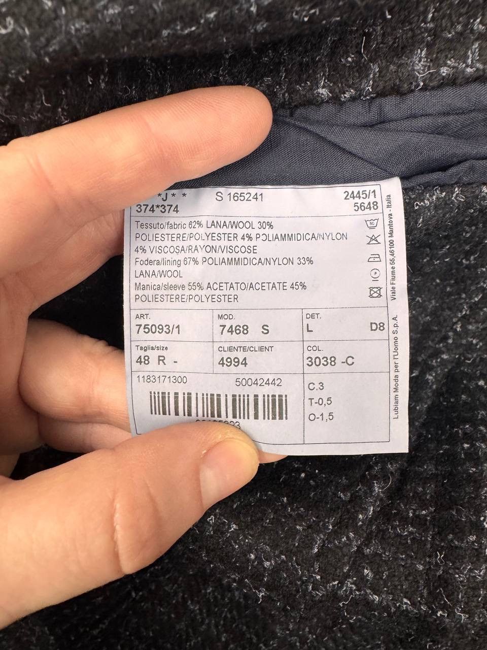 L.B.M. 1911 L.B.M 1911 Men Wool Coat Double Breasted Dark Grey Check Size US M / EU 48-50 / 2 - 7 Thumbnail